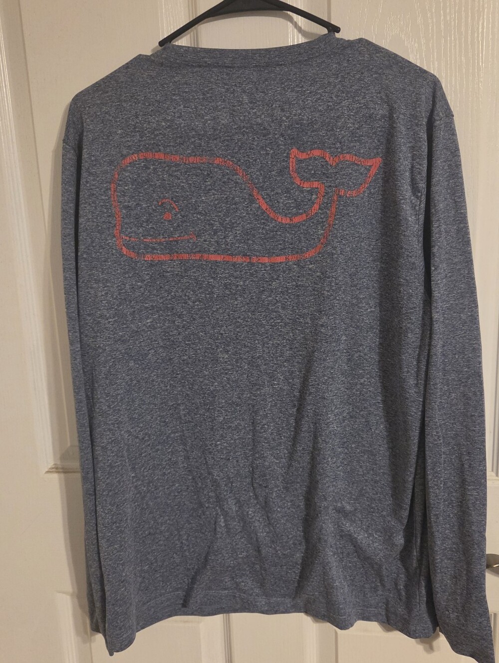 Vineyard Vines Navy Heather Long-Sleeve Tee with Coral Whale Graphic Medium